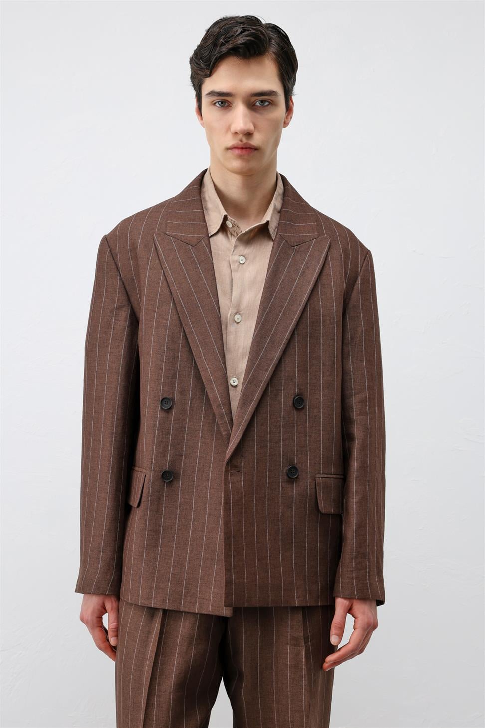 Mens Striped Blazer Jacket with Linen Blend