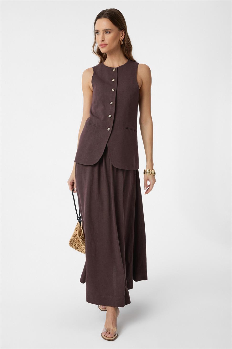 Womens Long Skirt with Linen Blend