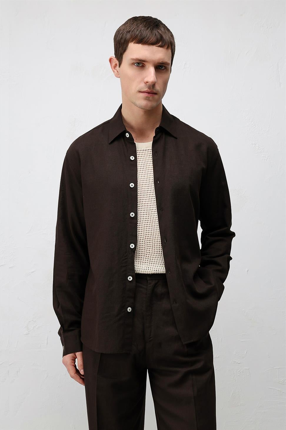Relax Fit Mens Shirt with Linen Blend
