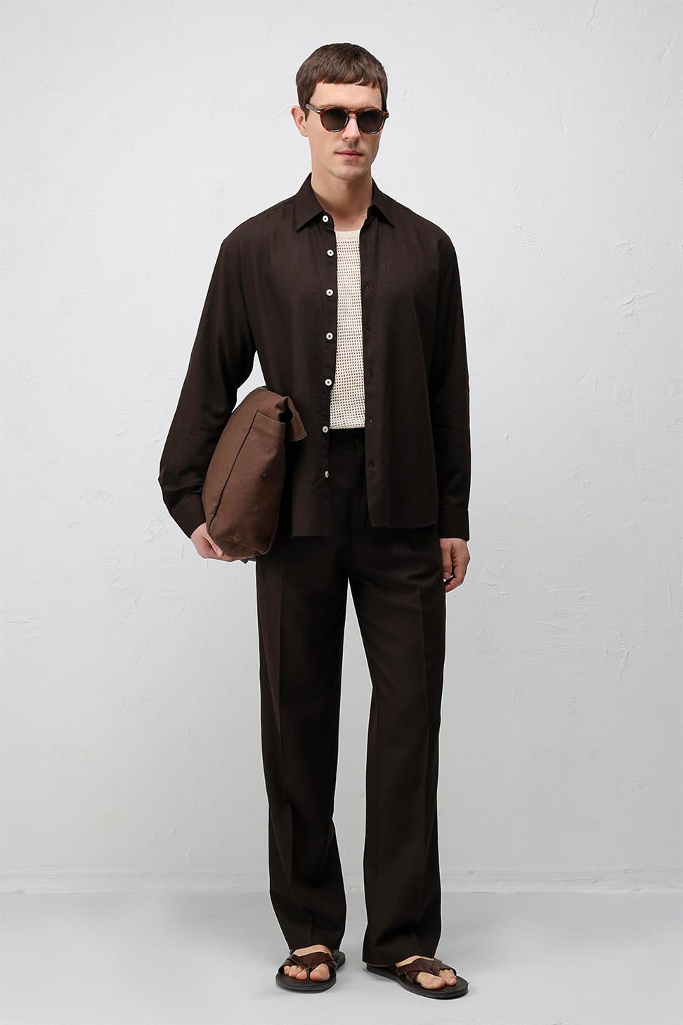 Relax Fit Mens Shirt with Linen Blend