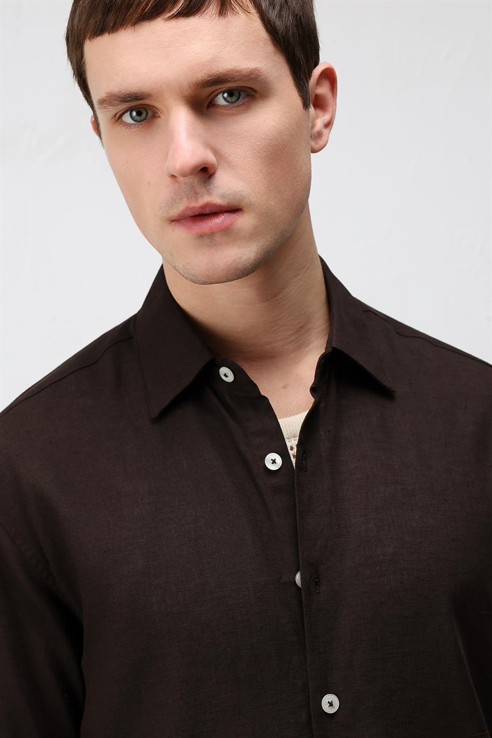 Relax Fit Mens Shirt with Linen Blend