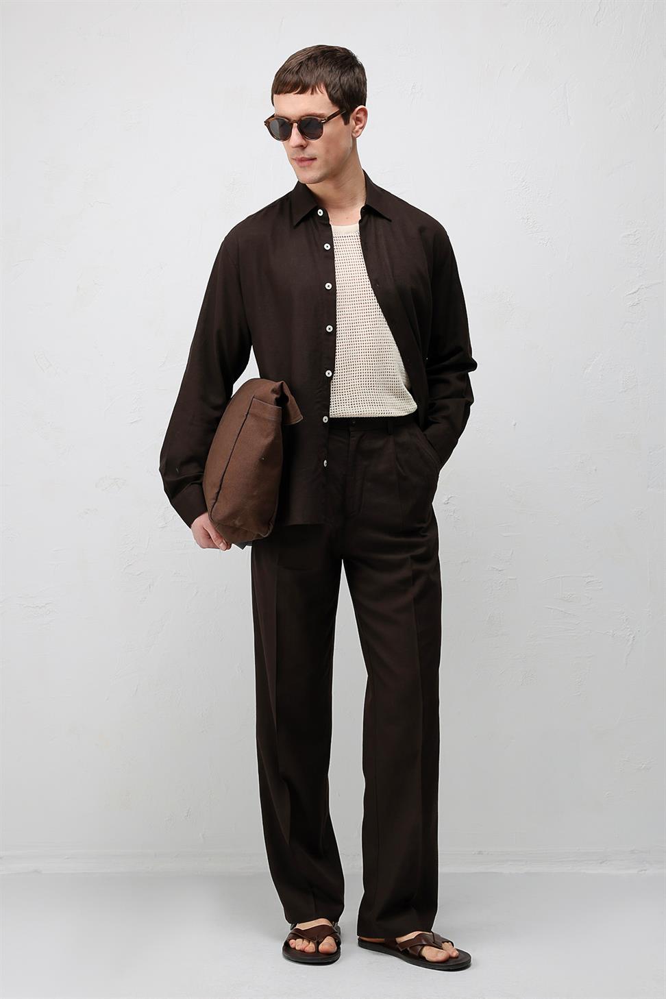 Relax Fit Mens Shirt with Linen Blend