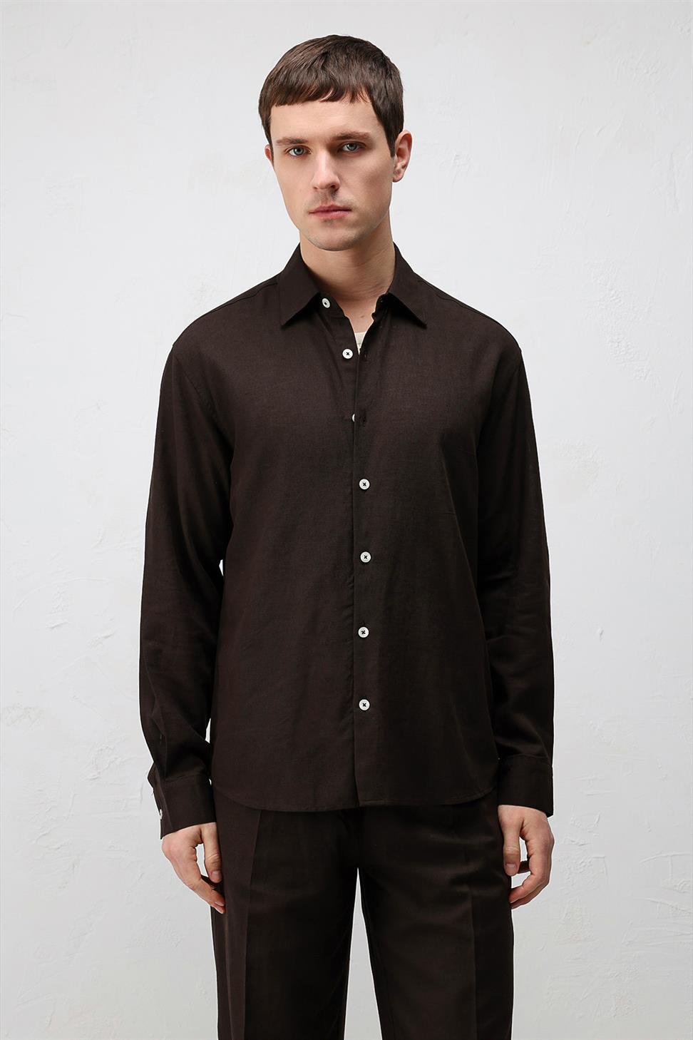 Relax Fit Mens Shirt with Linen Blend