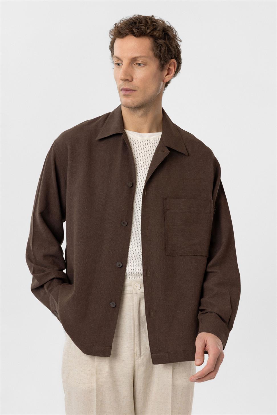 Relaxed Mens Shirt with Linen Blend