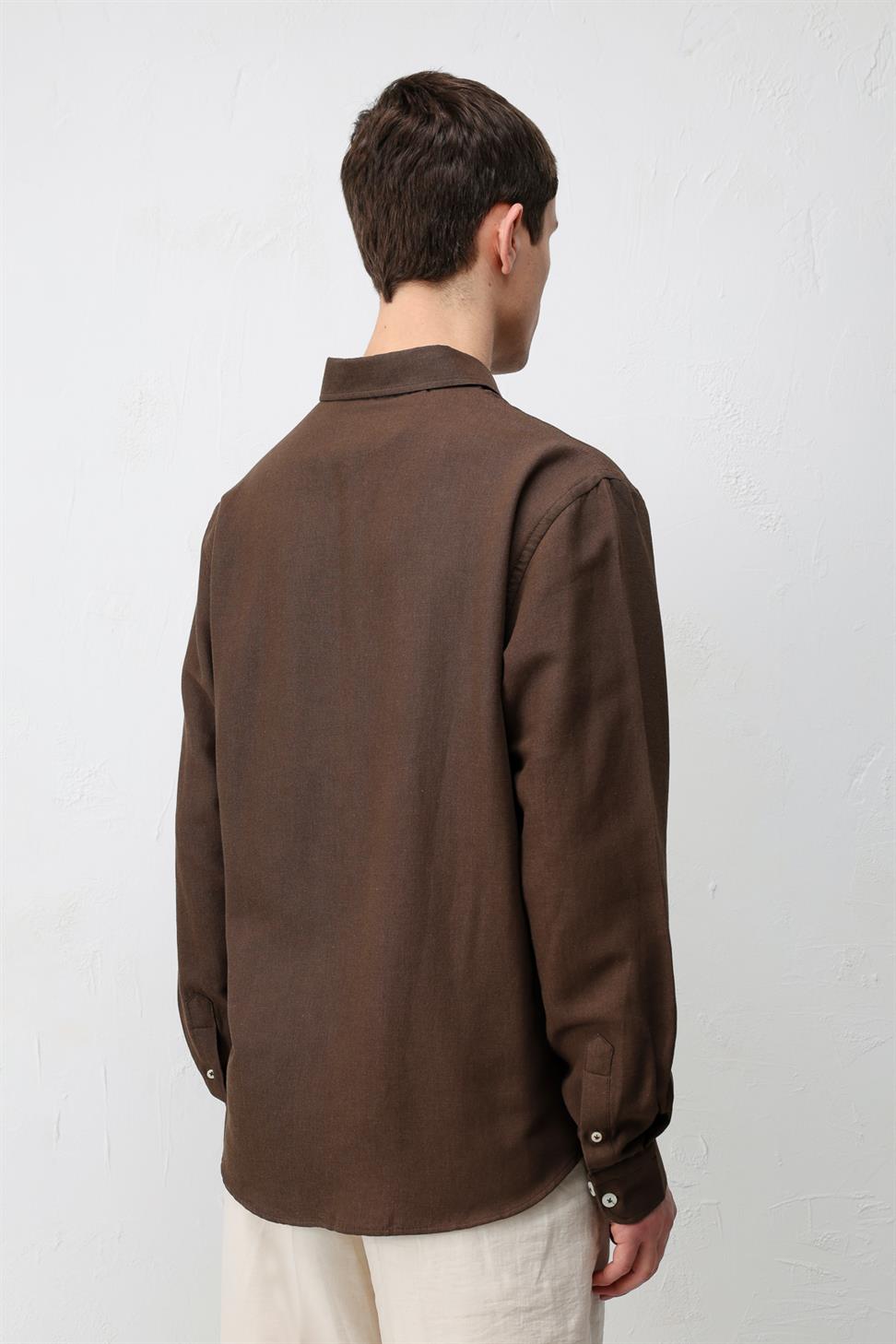 Relaxed Fit Mens Shirt with Linen Blend