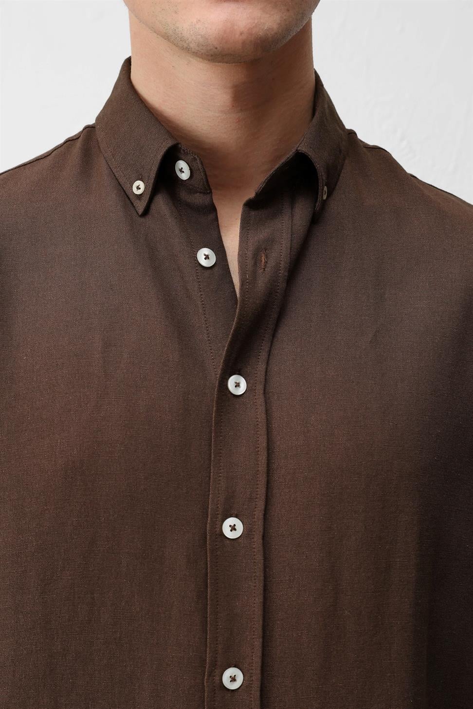 Relaxed Fit Mens Shirt with Linen Blend