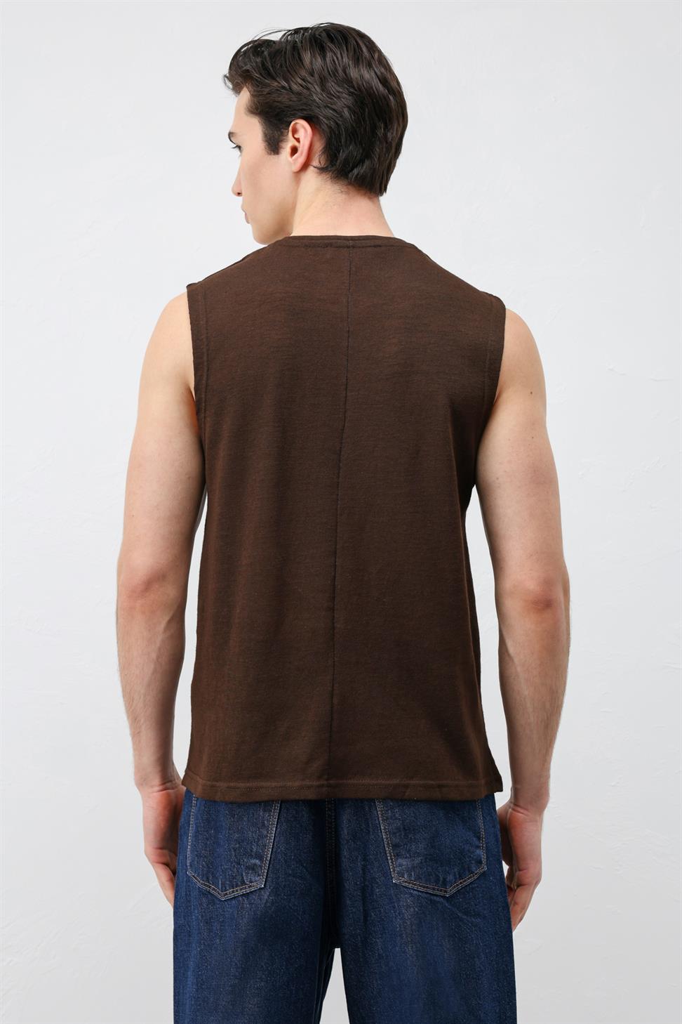 Antioch Kahve Kolsuz Erkek T-Shirt