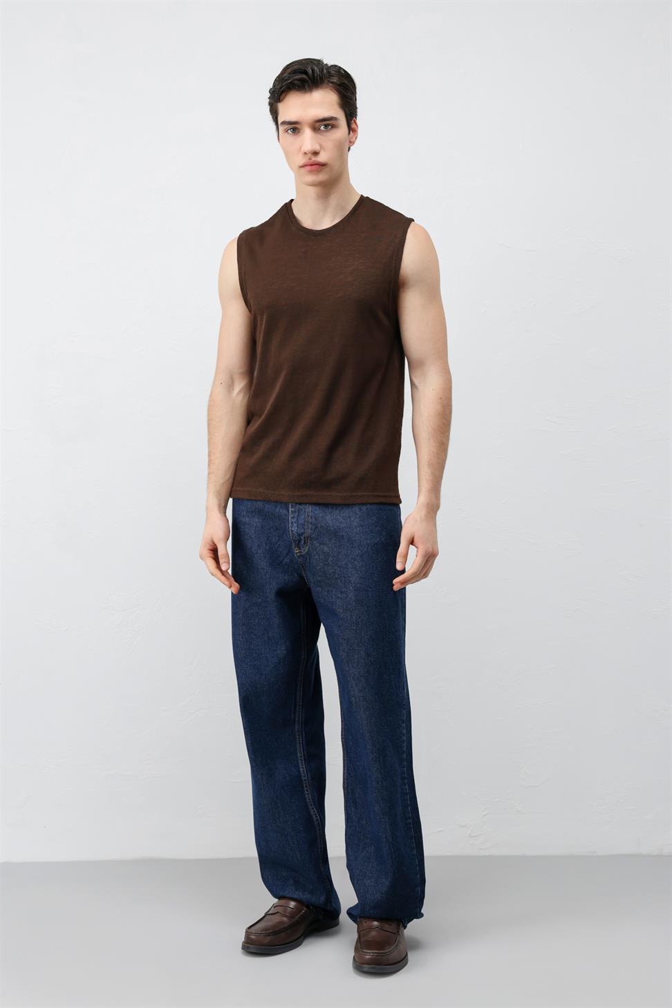 Antioch Kahve Kolsuz Erkek T-Shirt