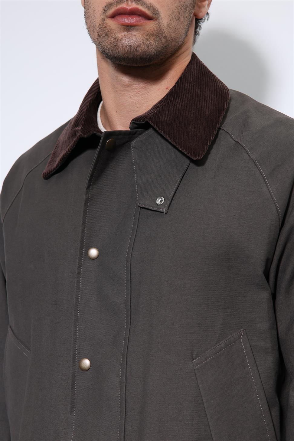 Antioch Kahve Kontrast Yaka Erkek Ceket