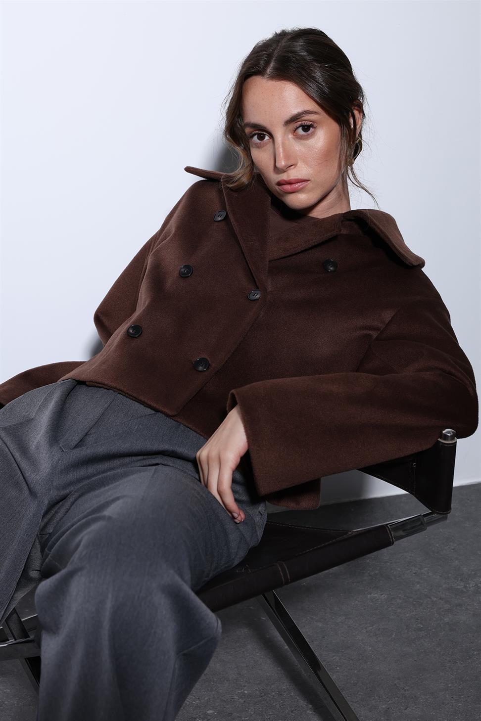 Antioch Kahve Kruvaze Kadın Kısa Kaban