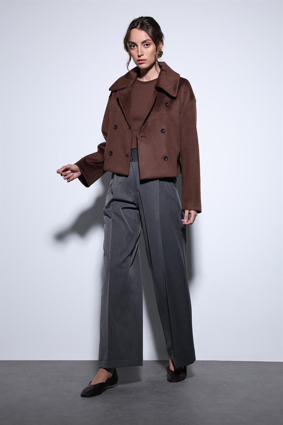 Antioch Kahve Kruvaze Kadın Kısa Kaban