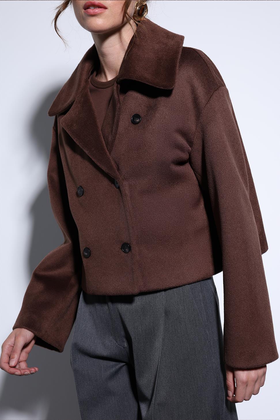 Antioch Kahve Kruvaze Kadın Kısa Kaban