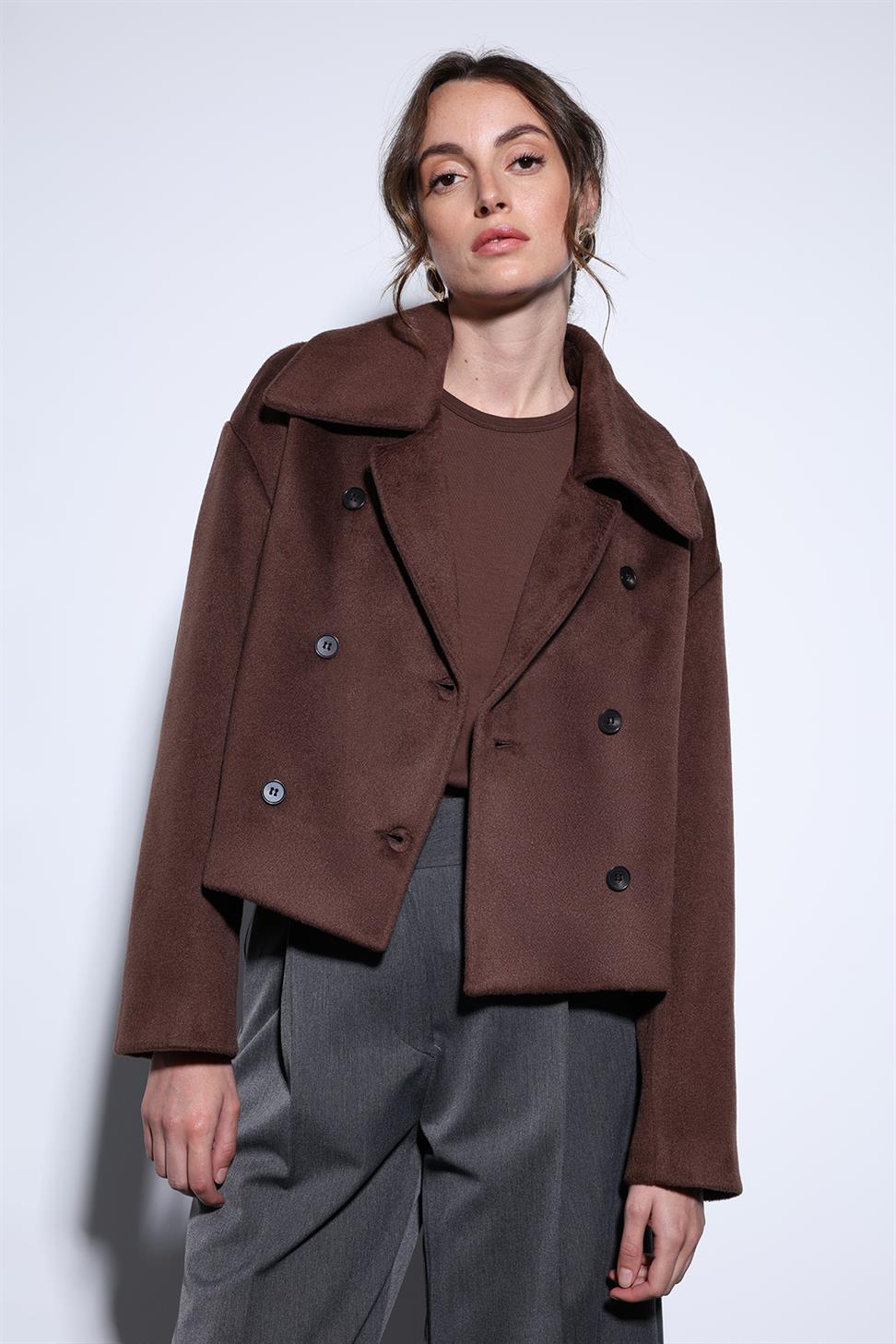 Antioch Kahve Kruvaze Kadın Kısa Kaban