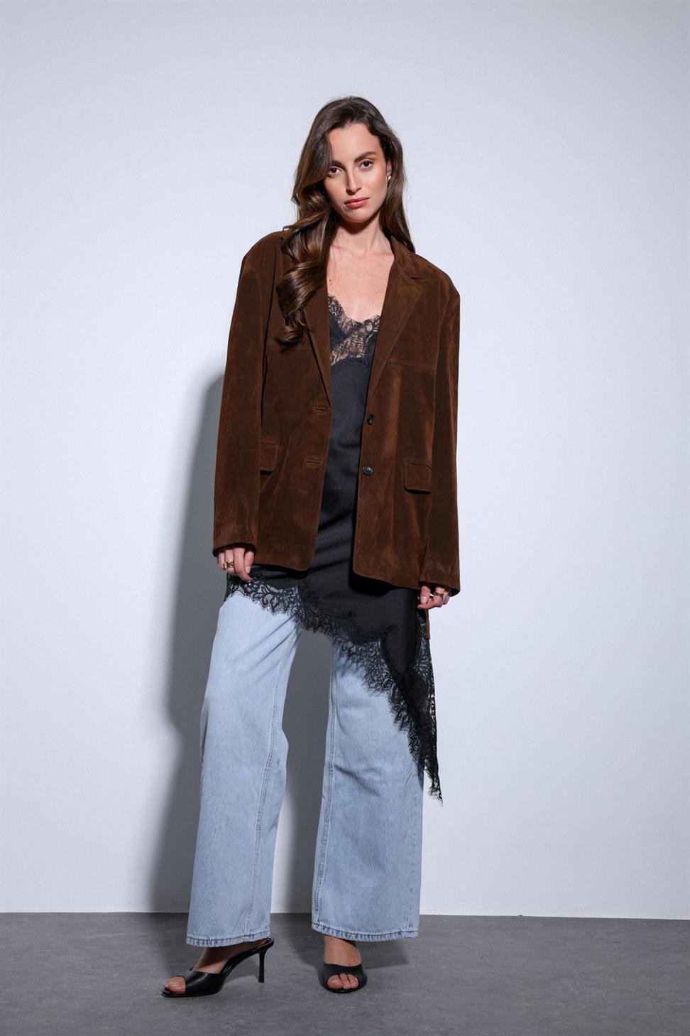 Antioch Kahve Kuşak Bağlamalı Süet Kadın Ceket