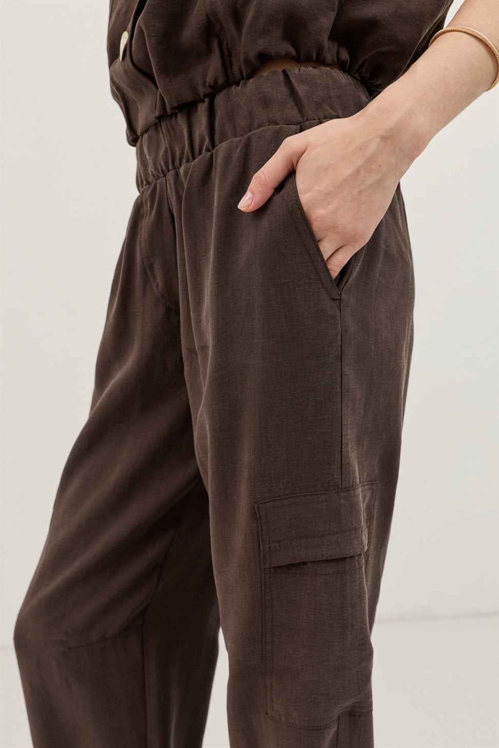 Antioch Kahve Lyocell Karışımlı Barrel Pantolon