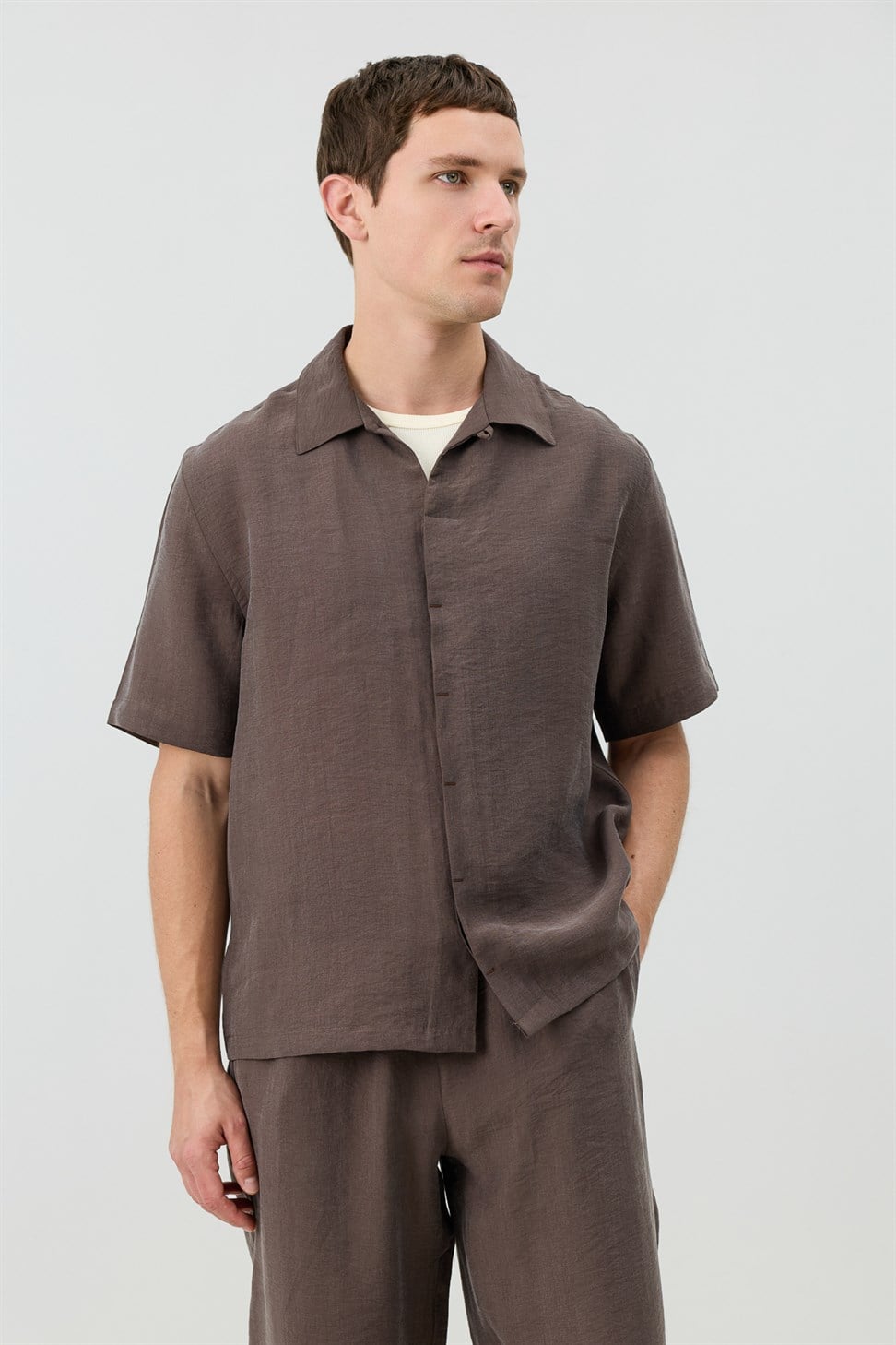 Mens Shirt with Lyocell Blend and Hidden Buttons