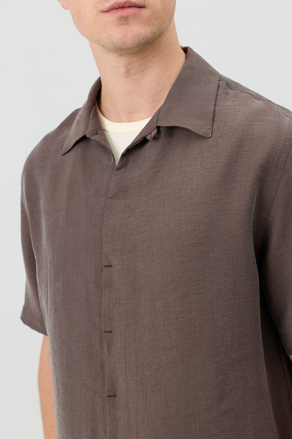 Mens Shirt with Lyocell Blend and Hidden Buttons