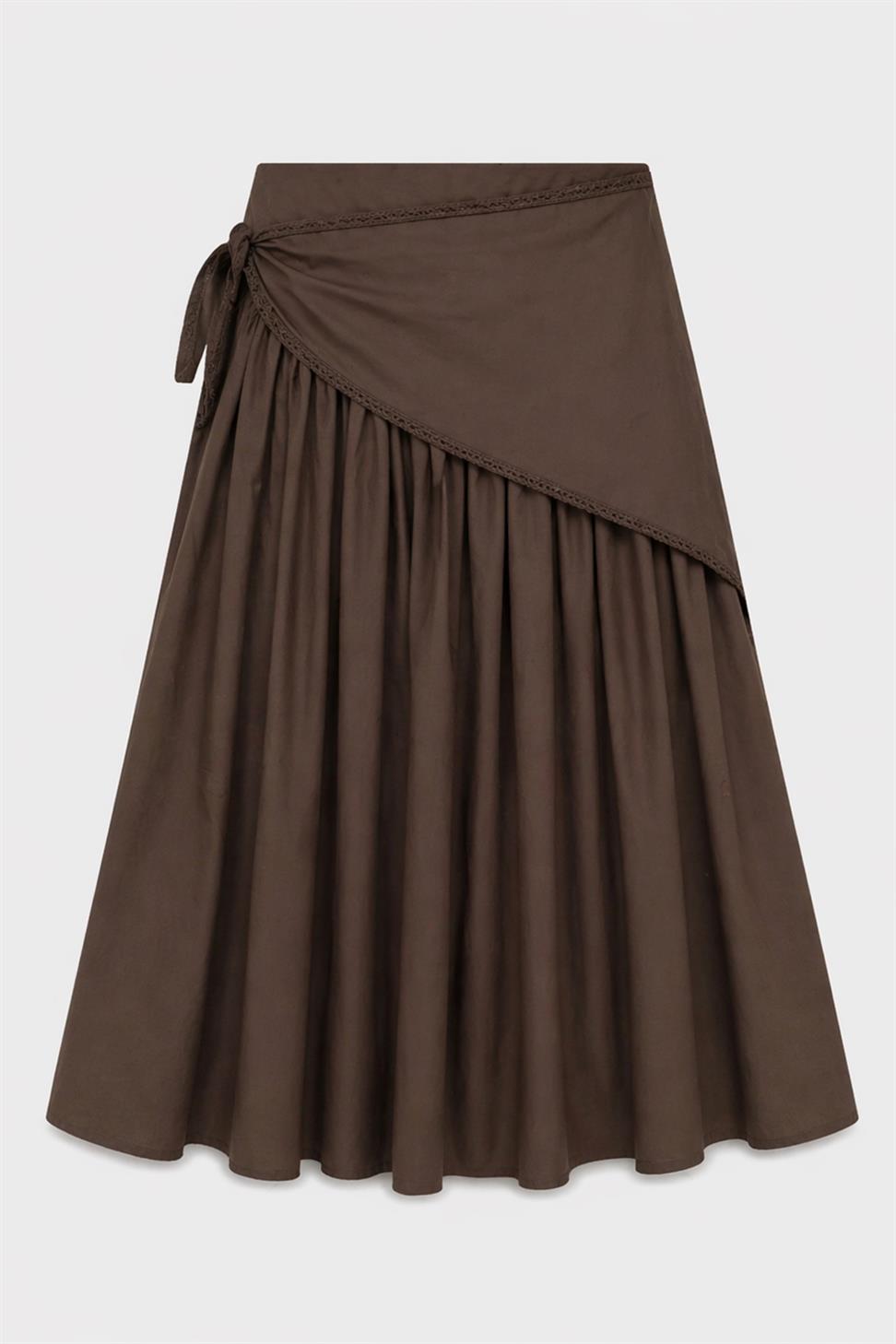 Womens Midi Skirt with Handkerchief Detail