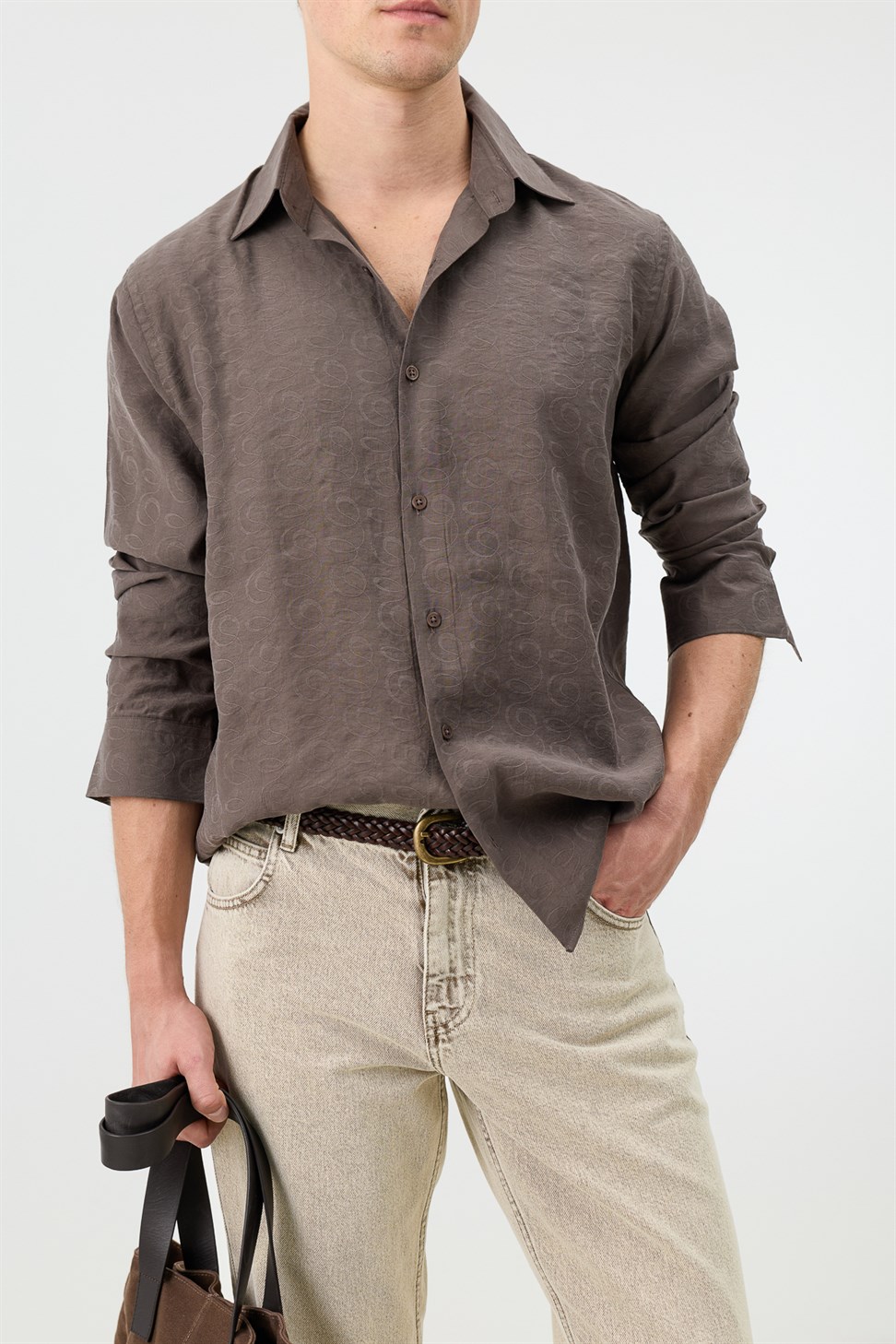 Mens Patterned Shirt with Modal Blend