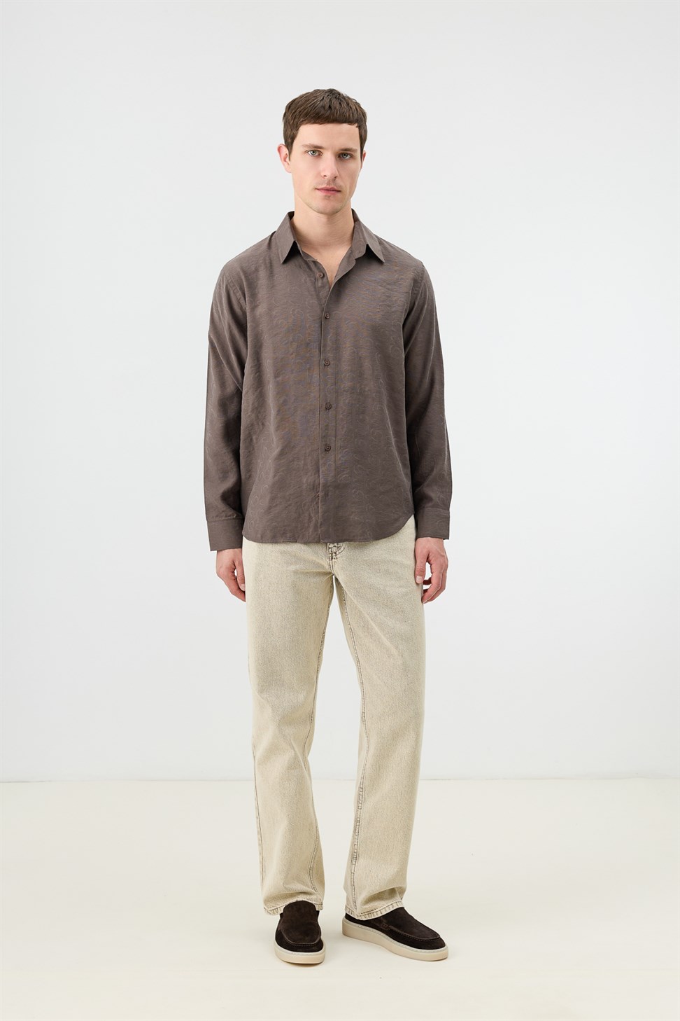 Mens Patterned Shirt with Modal Blend