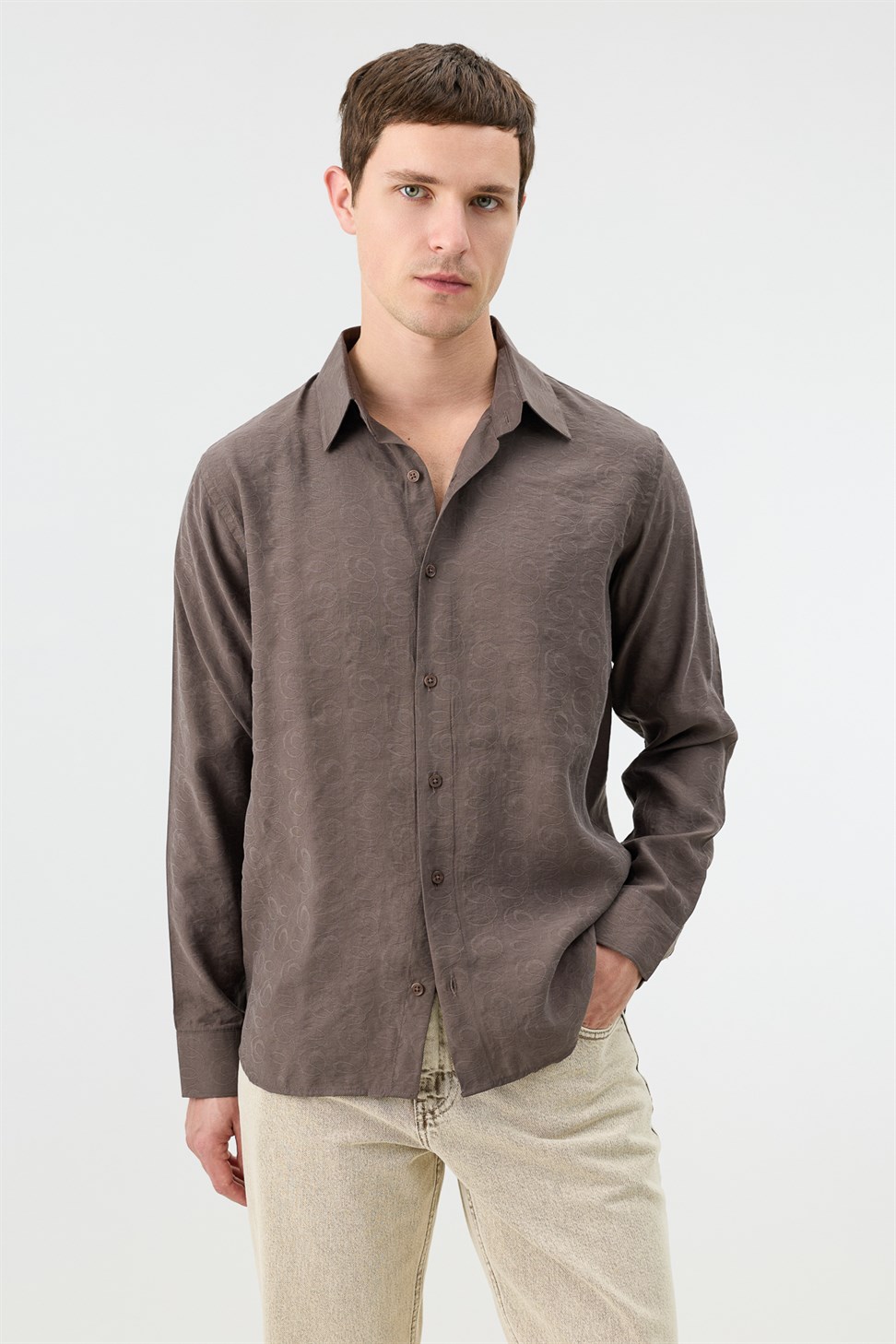 Mens Patterned Shirt with Modal Blend