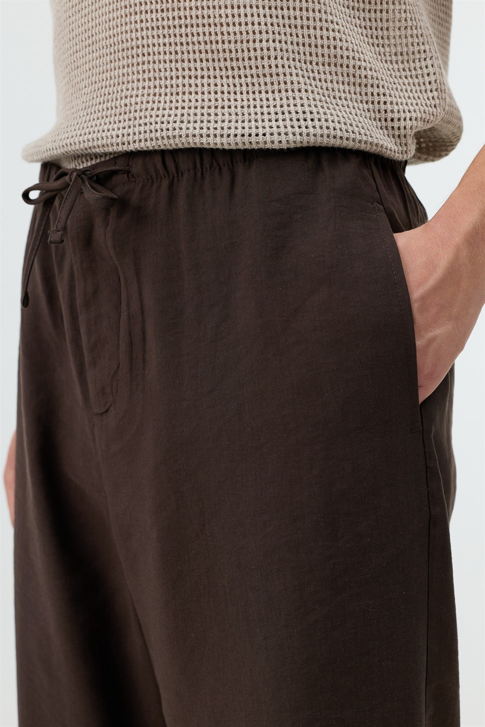 Antioch Kahve Modal Karışımlı Relaxed Erkek Pantolon