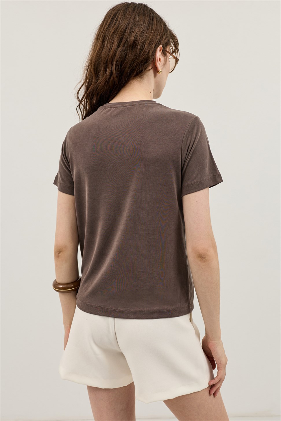 Antioch Kahve Modal Karışımlı T-Shirt