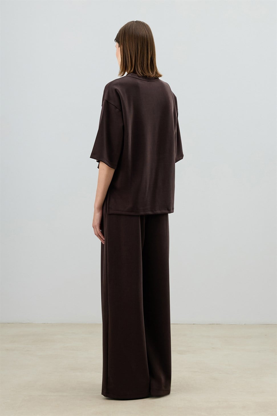 Antioch Kahve Modal Karışımlı T-Shirt Pantolon Kadın Takım