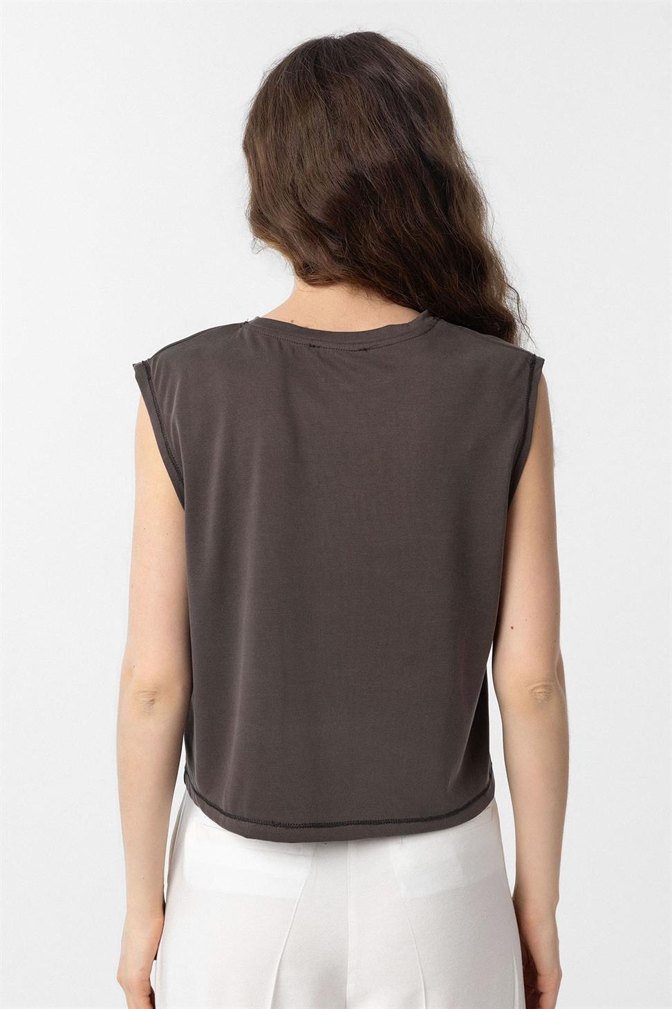 Antioch Kahve Modal Kumaş Kadın T-Shirt