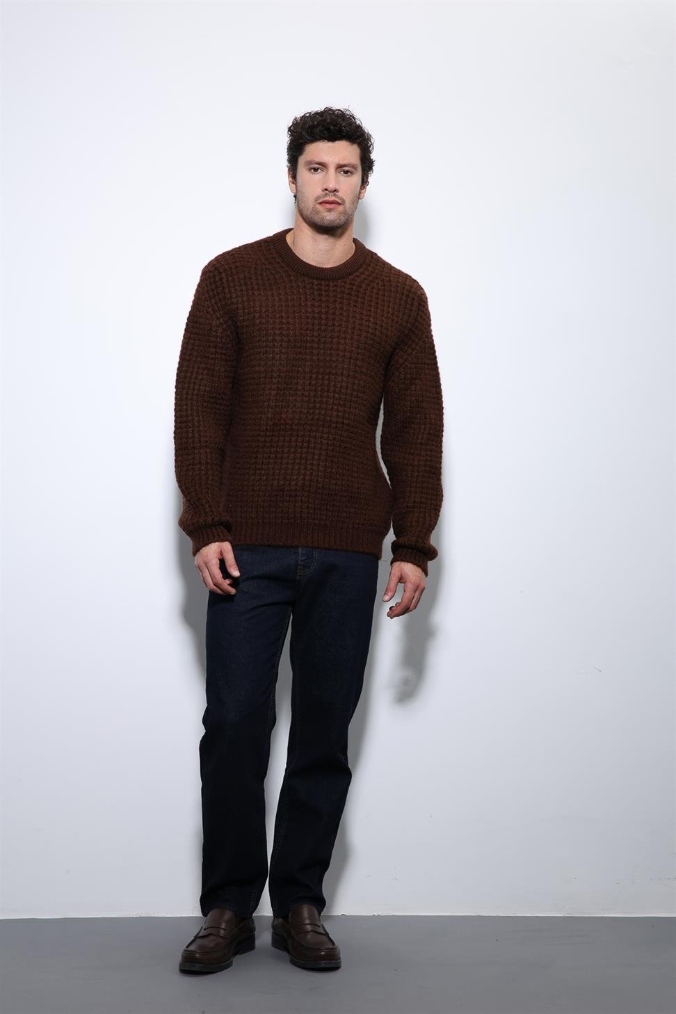 Antioch Kahve Örme Dokulu Erkek Kazak