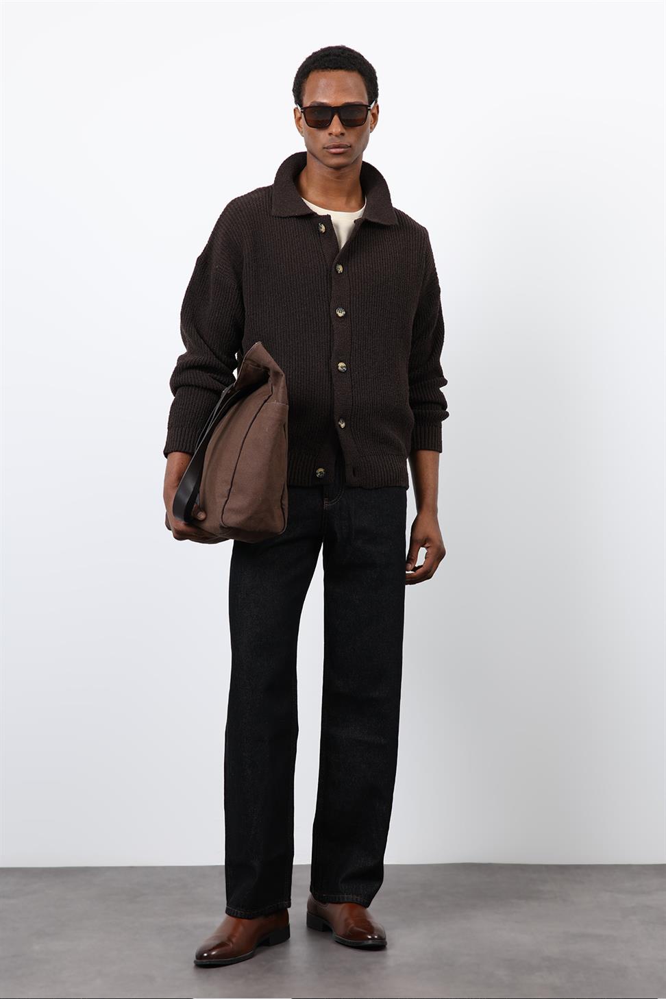 Antioch Kahve Örme Triko Erkek Hırka