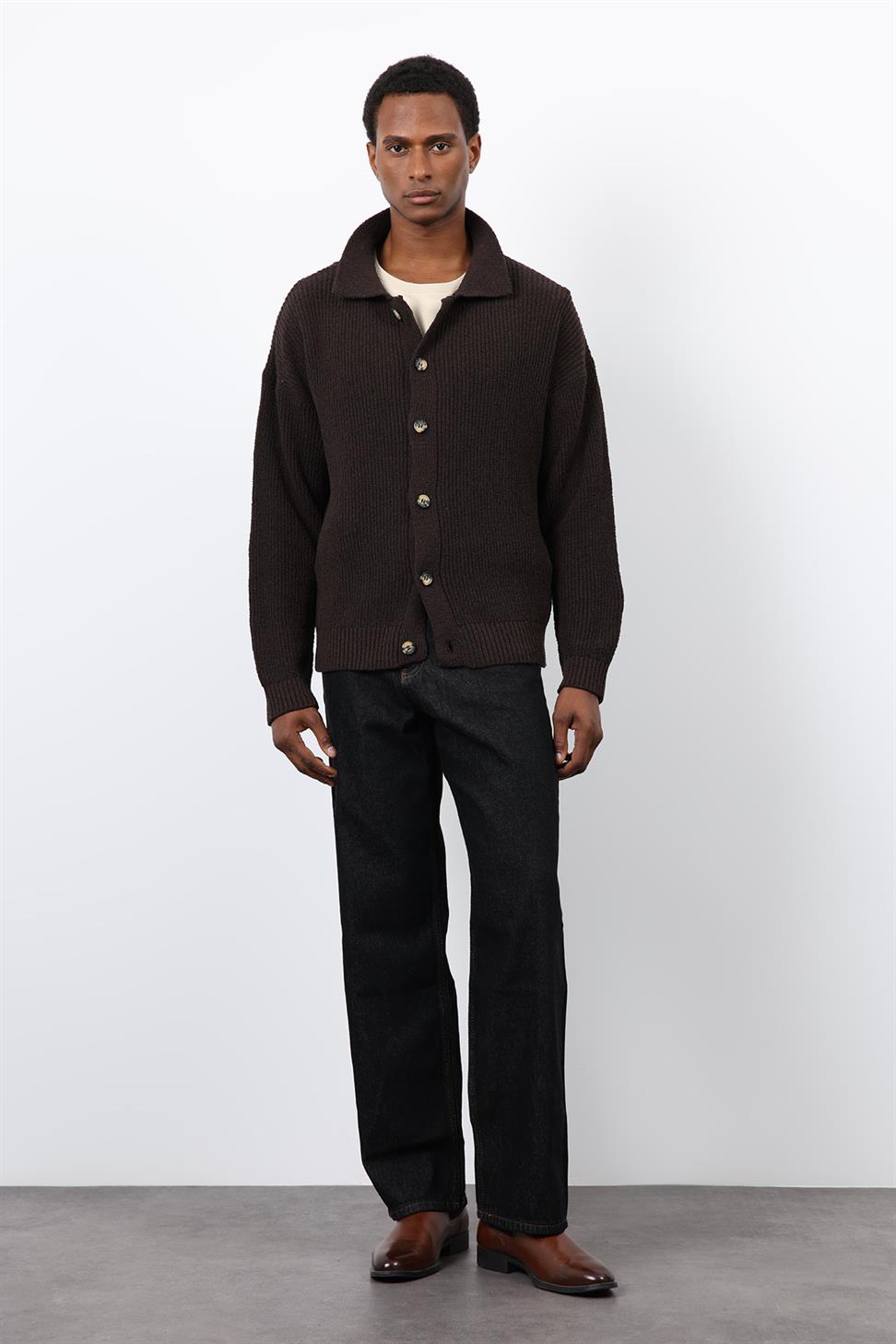 Antioch Kahve Örme Triko Erkek Hırka