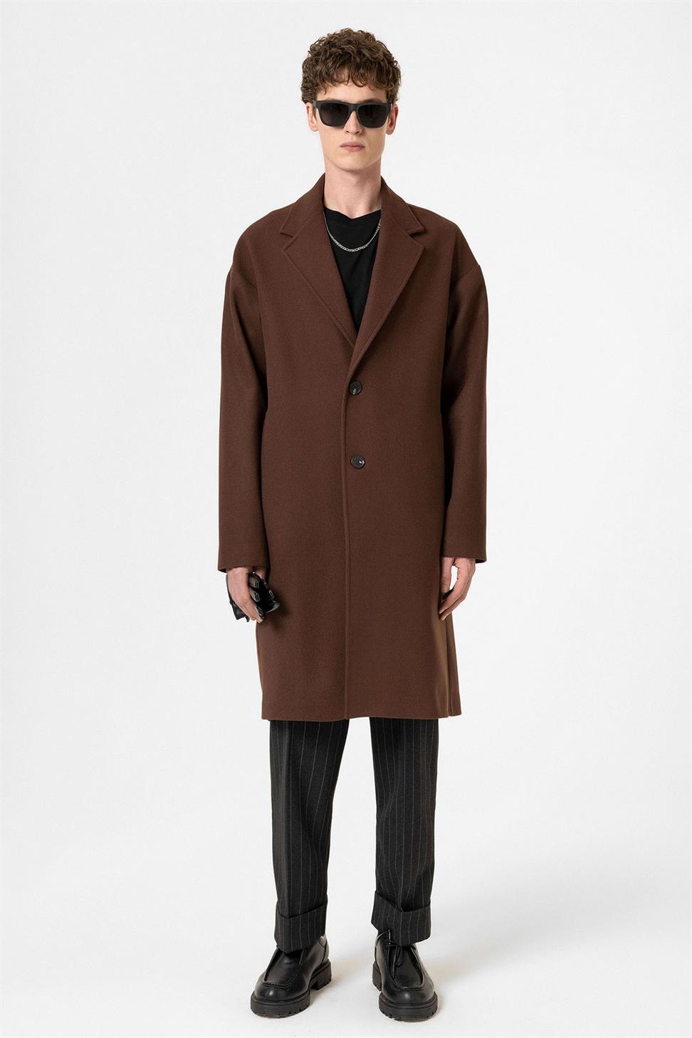 Antioch Kahve Oversize Erkek Kaban