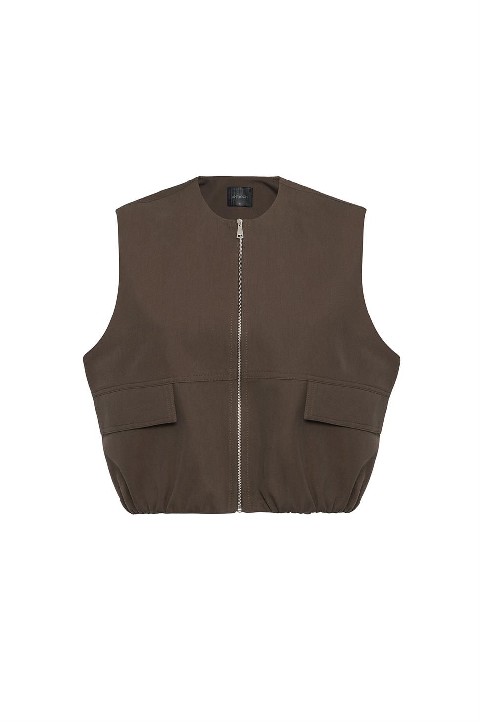 Antioch Kahve Oversize Kadın Yelek