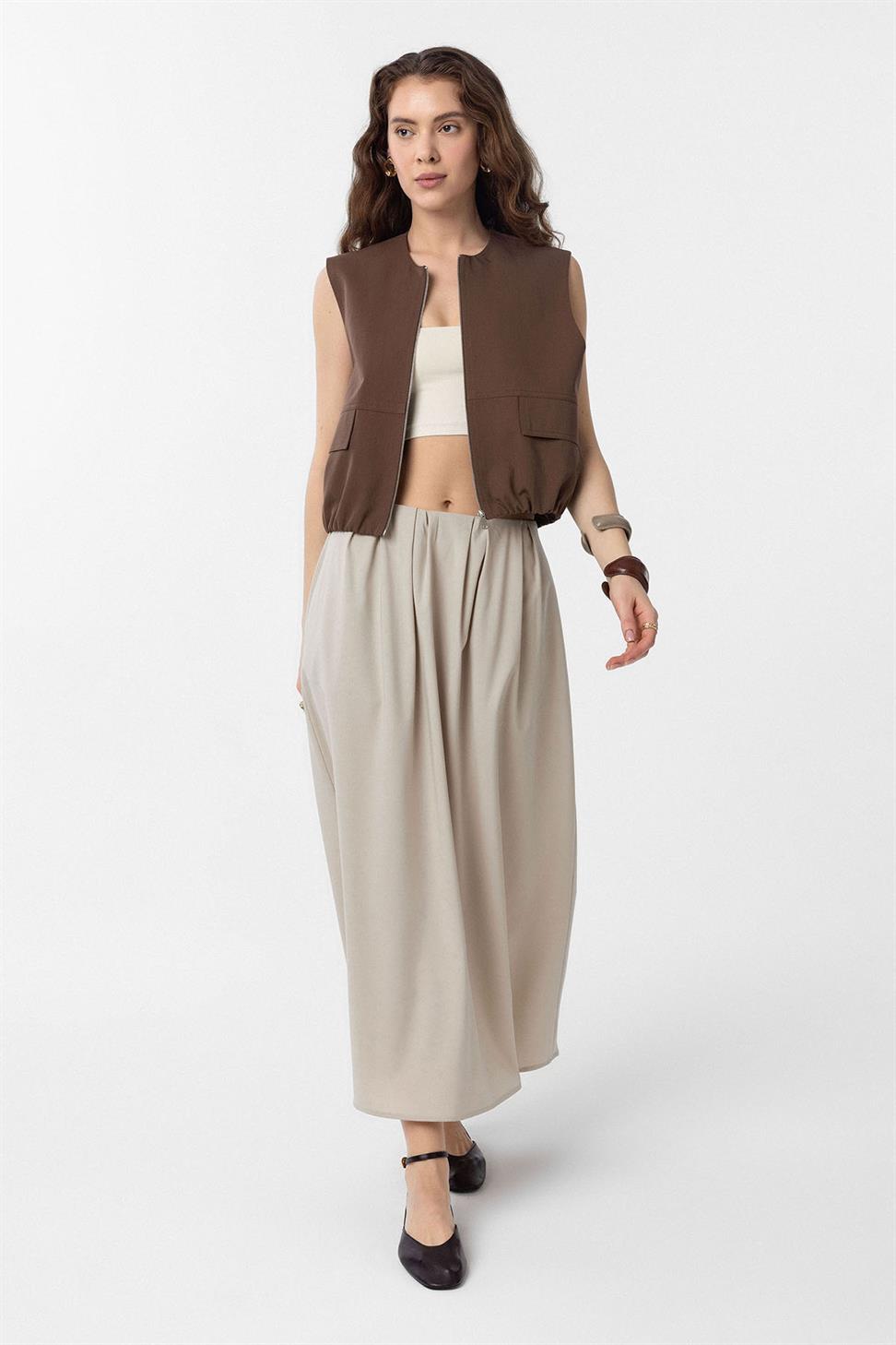 Antioch Kahve Oversize Kadın Yelek