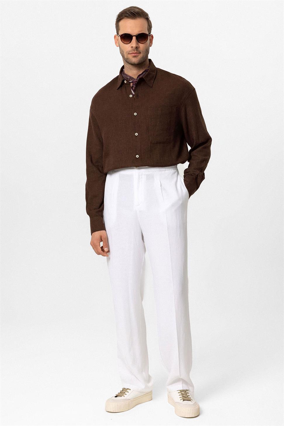 قميص رجالي بأكمام طويلة مكشوف الأكمام