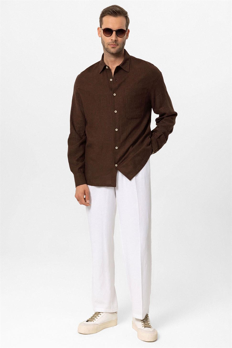 قميص رجالي بأكمام طويلة مكشوف الأكمام