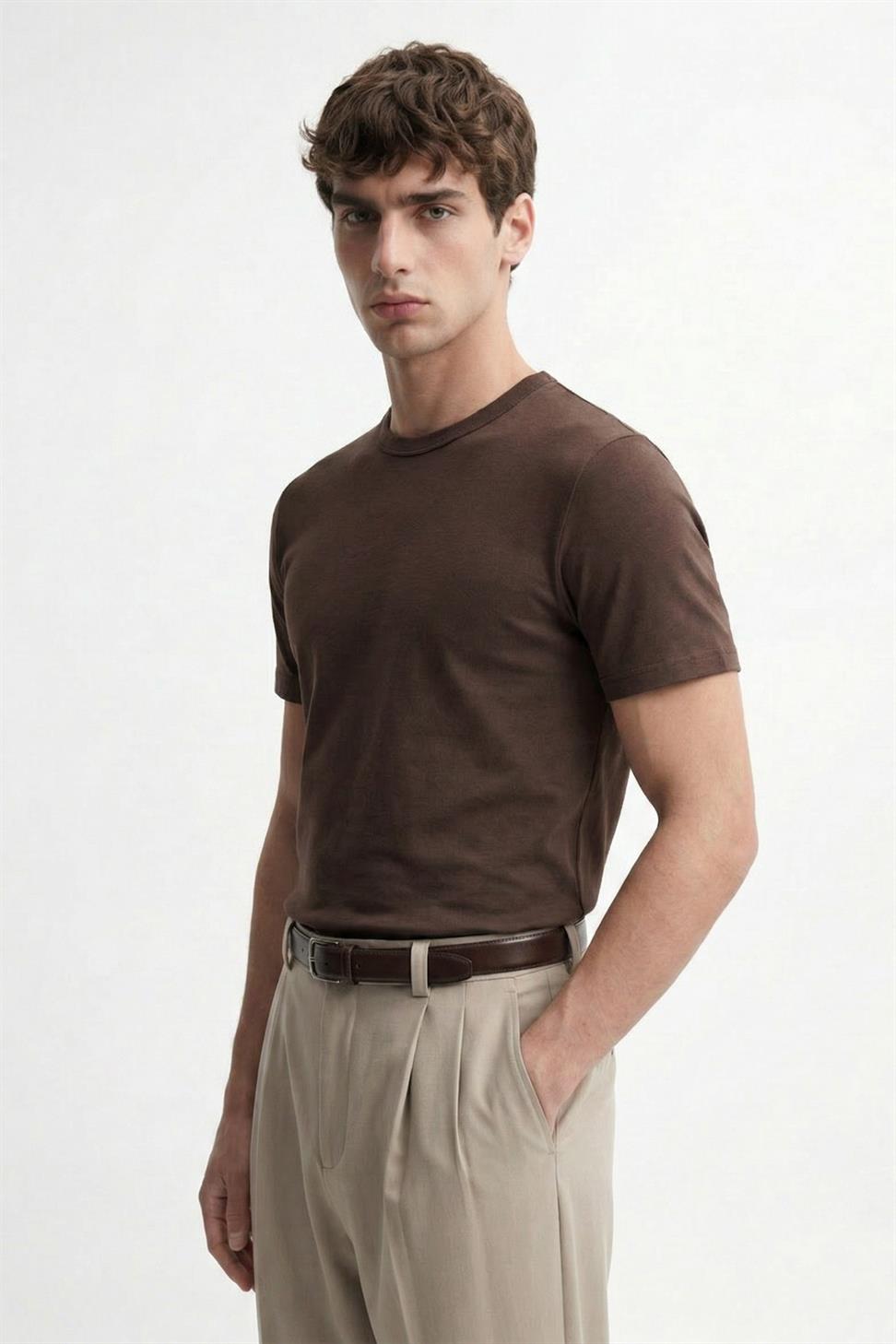 Antioch Kahve Pamuklu Erkek T-Shirt
