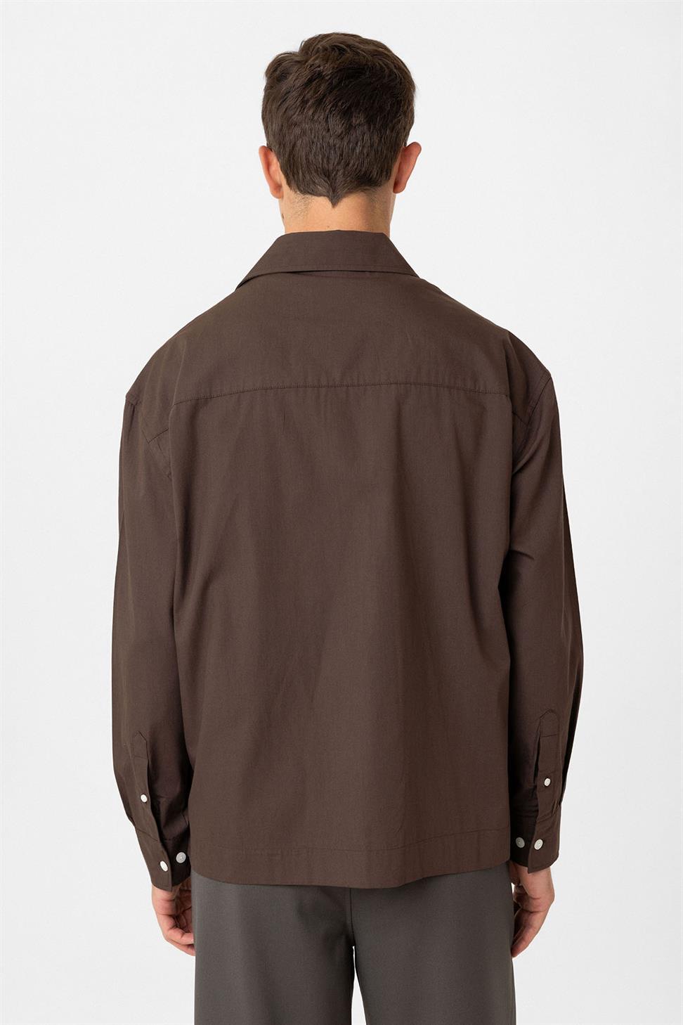 Antioch Kahve Pamuklu Relaxed Erkek Gömlek