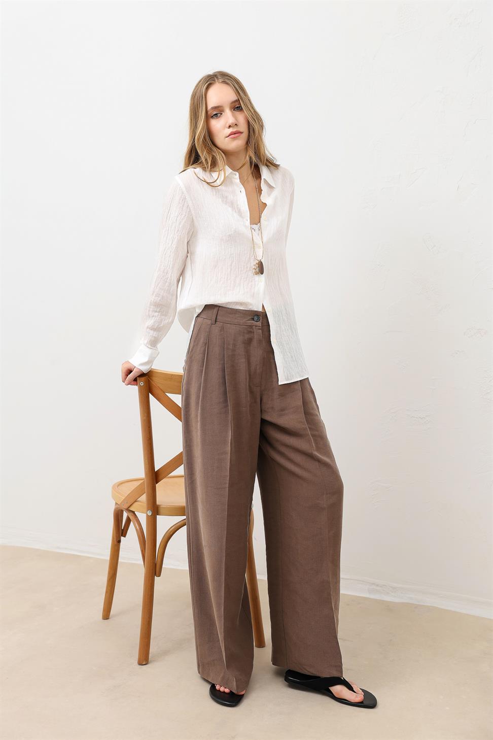 Pleated Palazzo Womens Pants