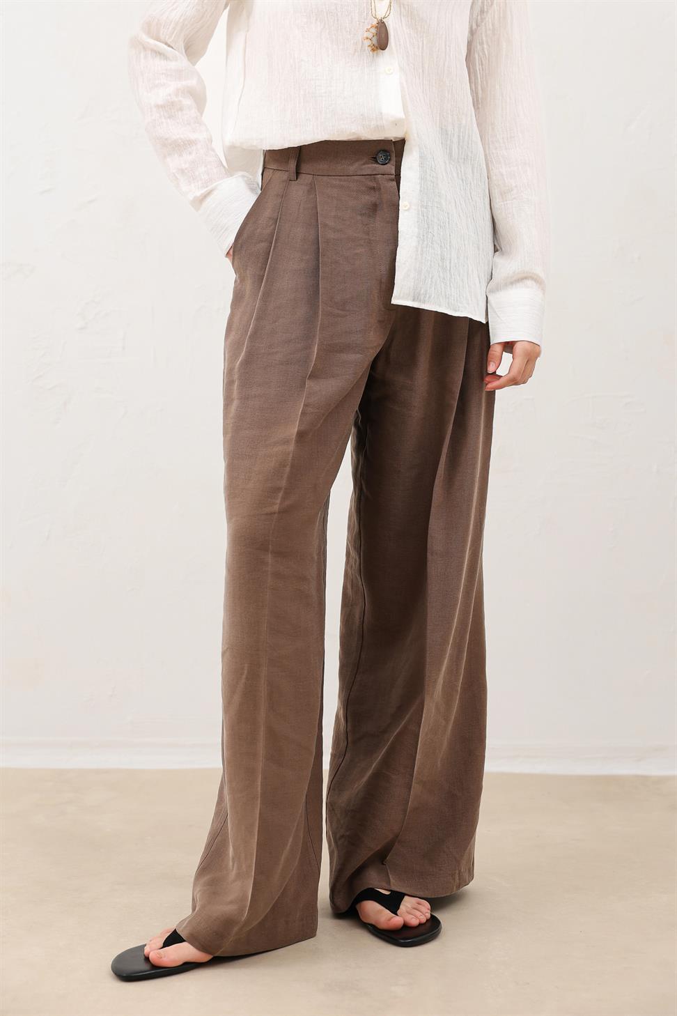 Pleated Palazzo Womens Pants