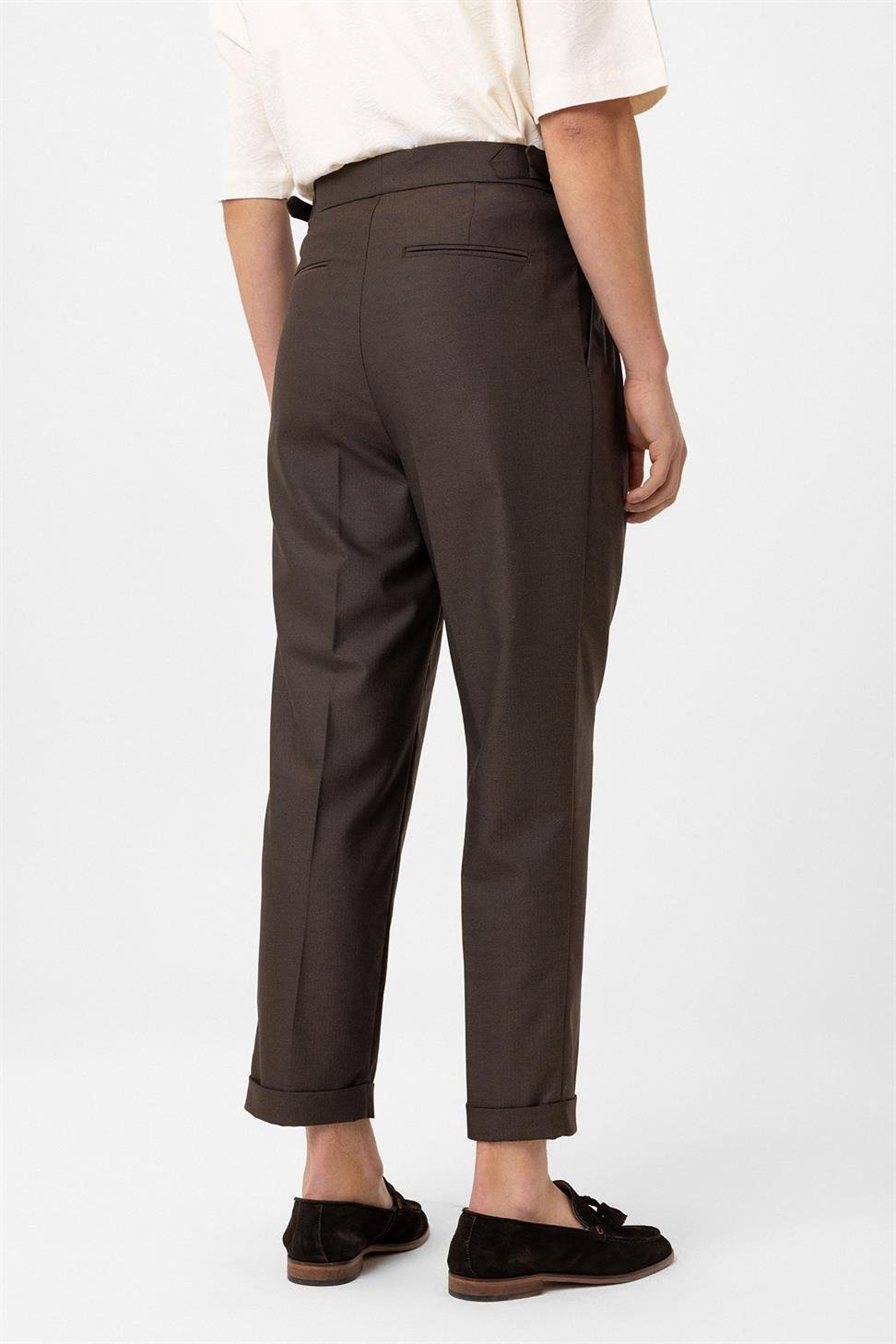 Antioch Kahve Pileli Yüksek Bel Erkek Pantolon
