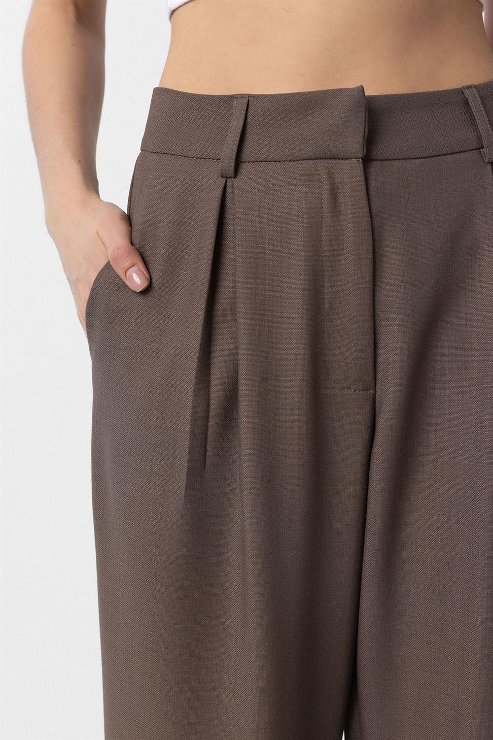 Antioch Kahve Pilili Soft Bilek Boyu Kadın Pantolon