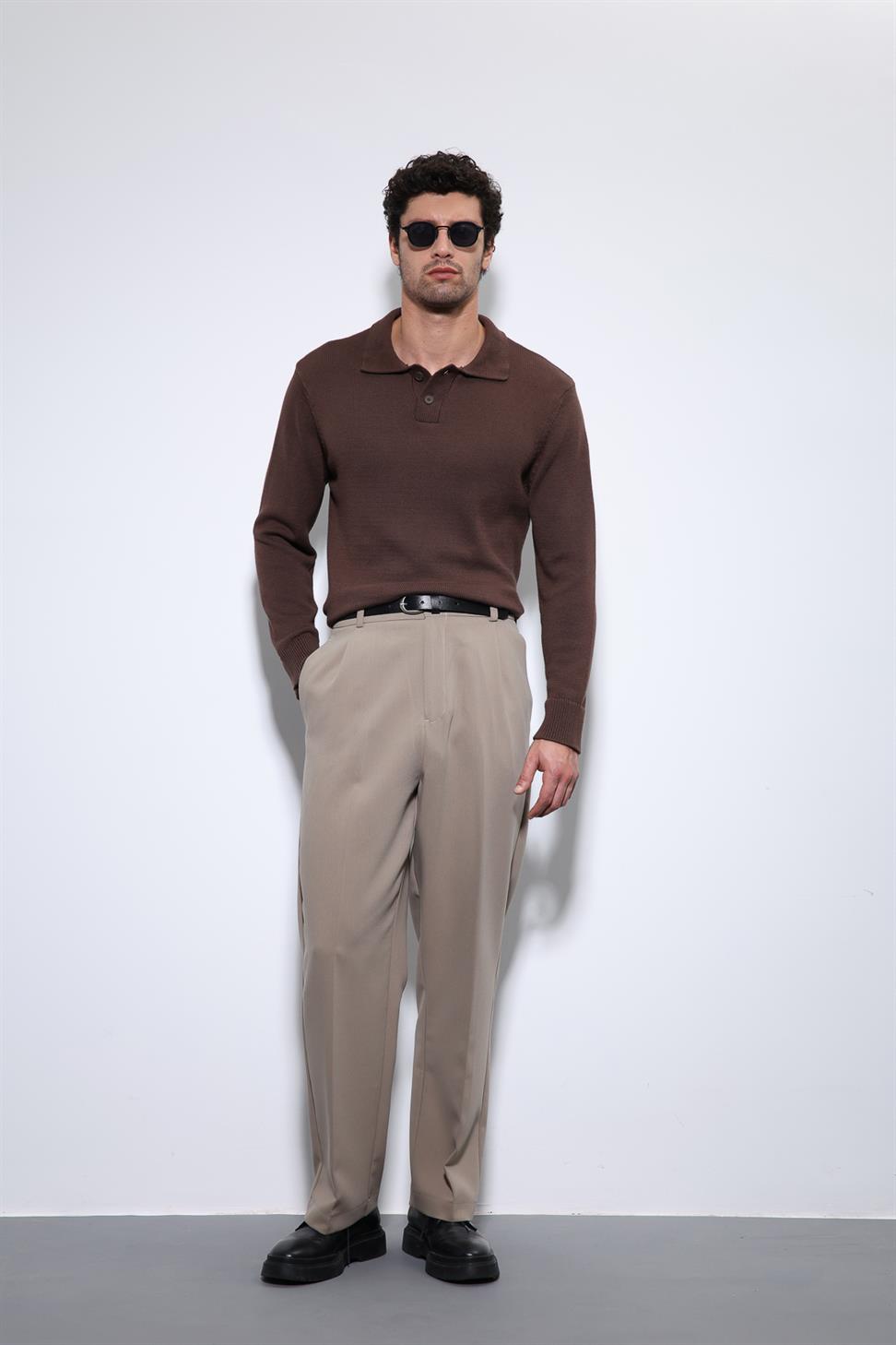 Antioch Kahve Polo Yaka Basic Erkek Kazak