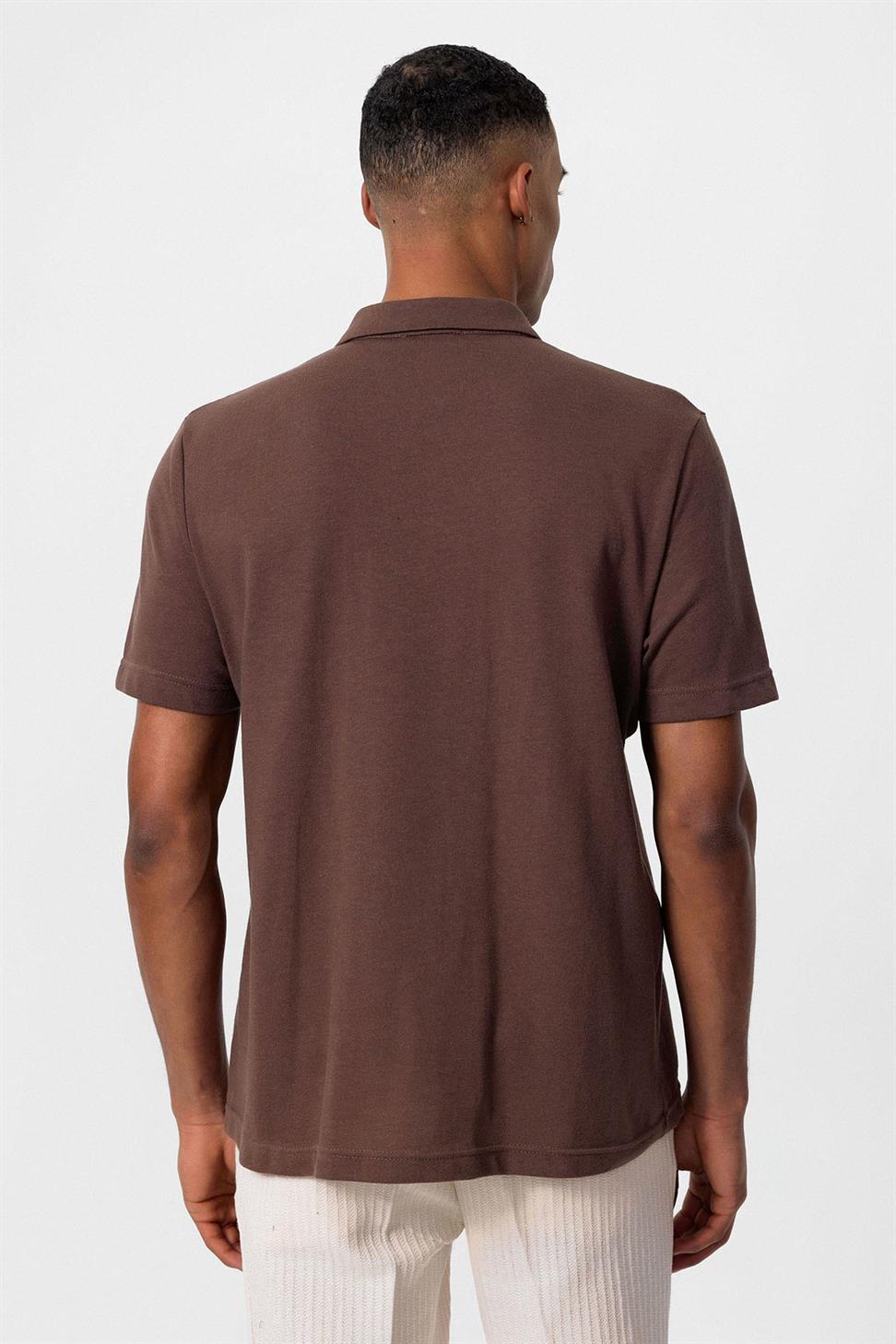 Polo Neck Zippered Mens T-Shirt