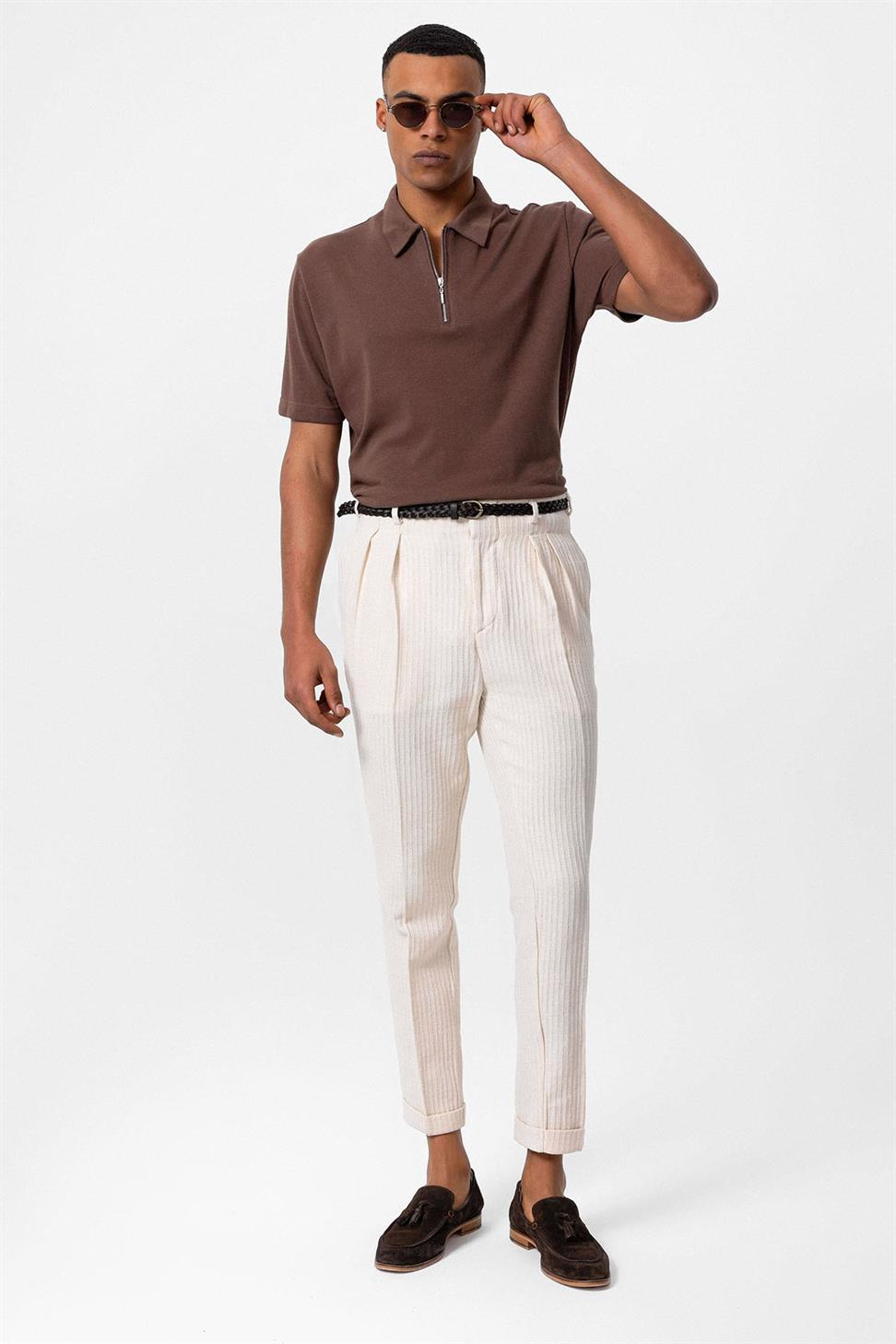 Polo Neck Zippered Mens T-Shirt