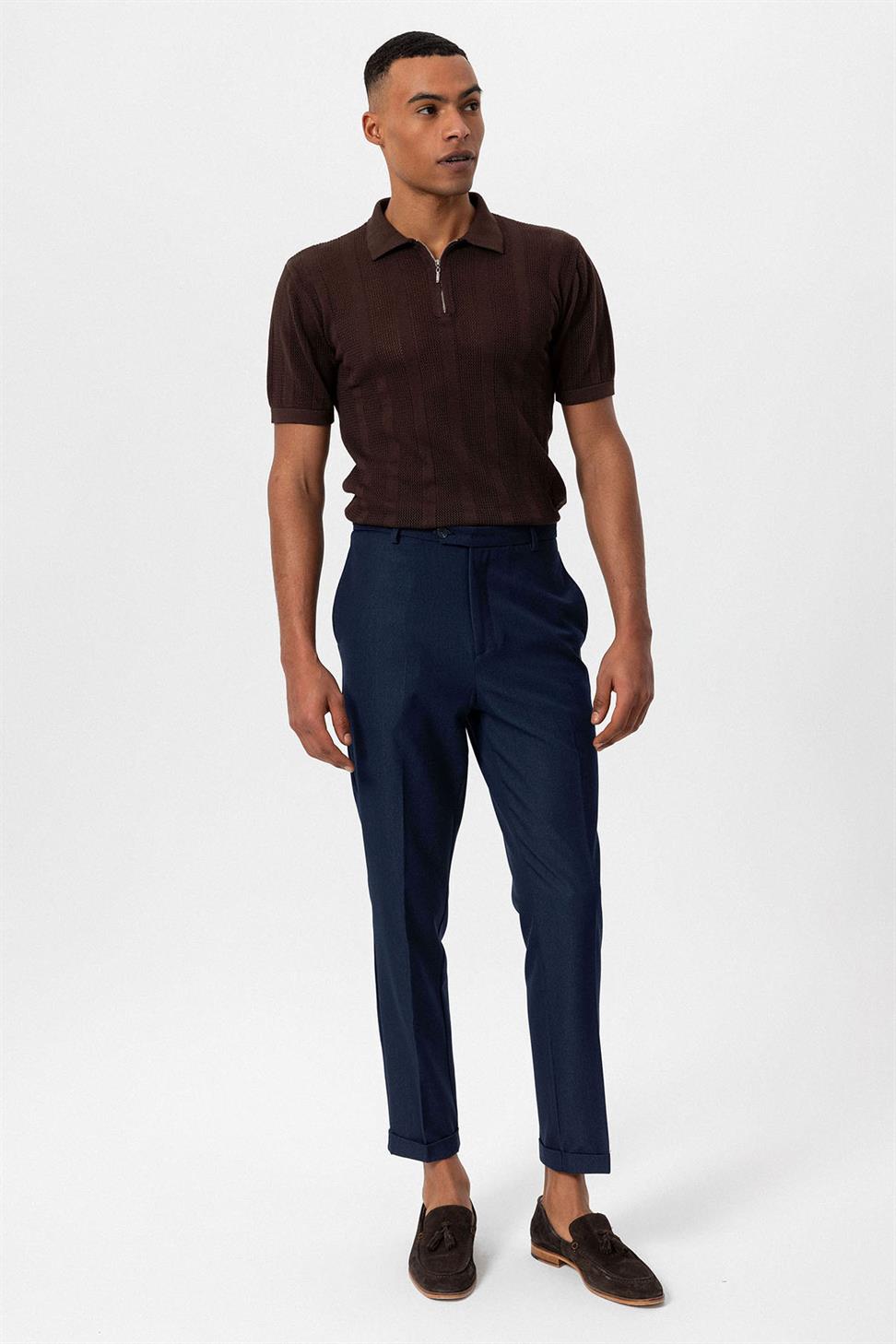 تي شيرت رجالي محبوك بياقة بولو بياقة بولو بسحاب