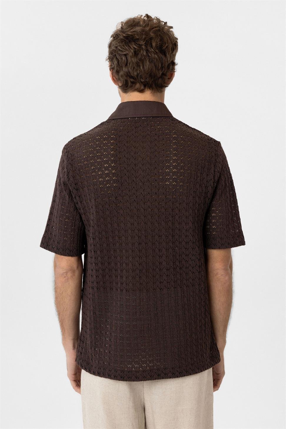 Antioch Kahve Polo Yaka Örgü Erkek T-Shirt