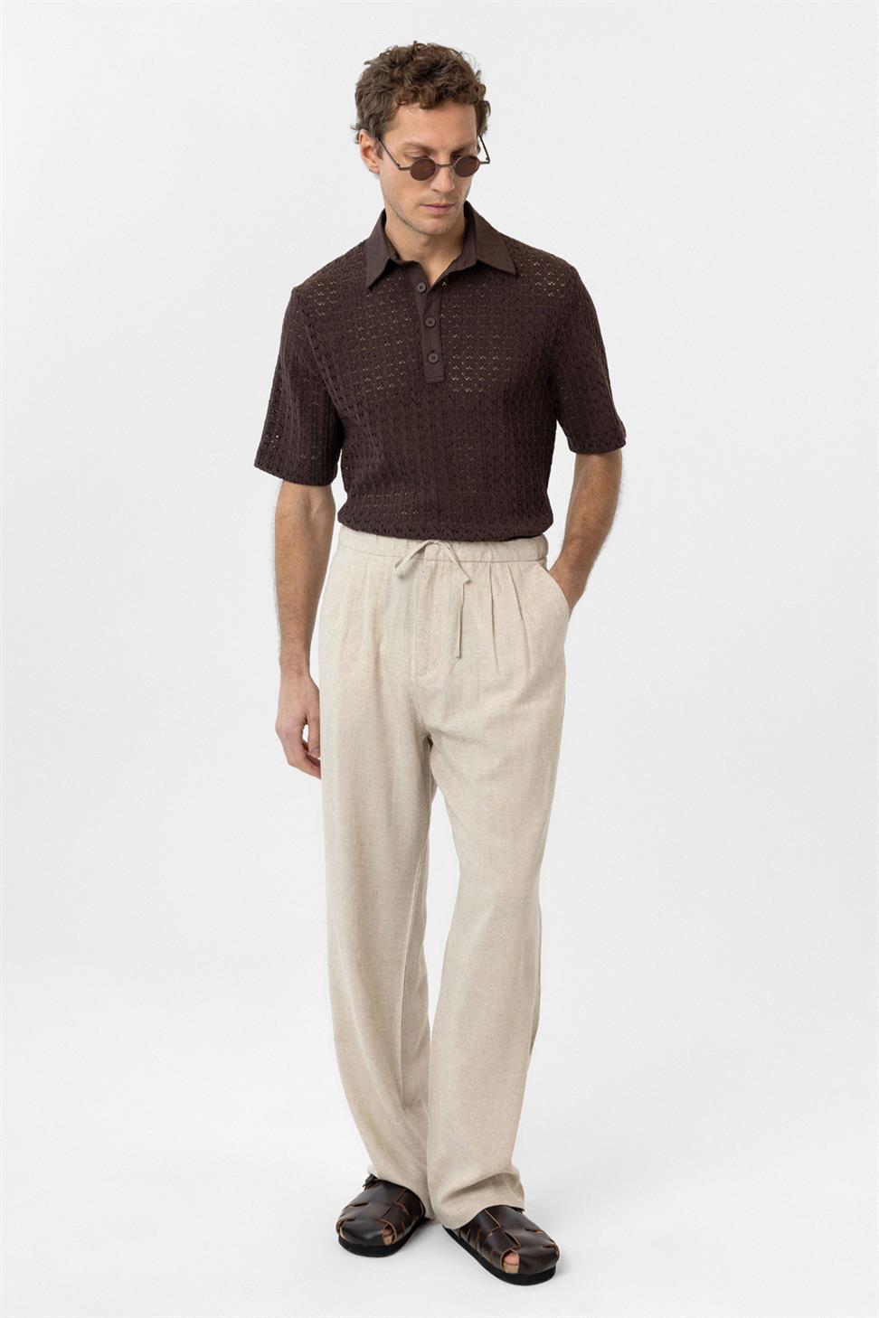 Antioch Kahve Polo Yaka Örgü Erkek T-Shirt