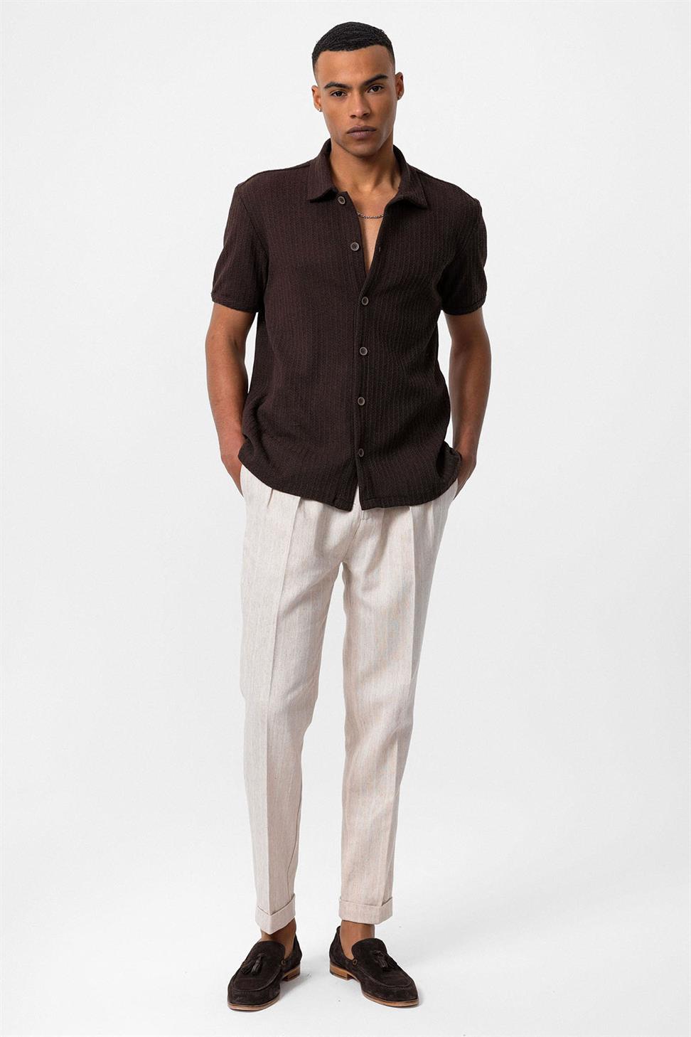 قميص بولو محبوك بأكمام قصيرة للرجال